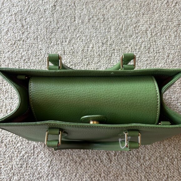 Dooney & Bourke Pebble Leather Satchel Tote in Sage Green โ Classic Preppy - Picture 5 of 14